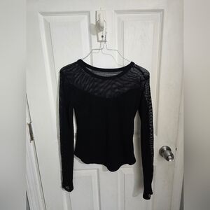 Midnight Hour Womens Fishnest Panel Ribbed Sweater Black Size XS